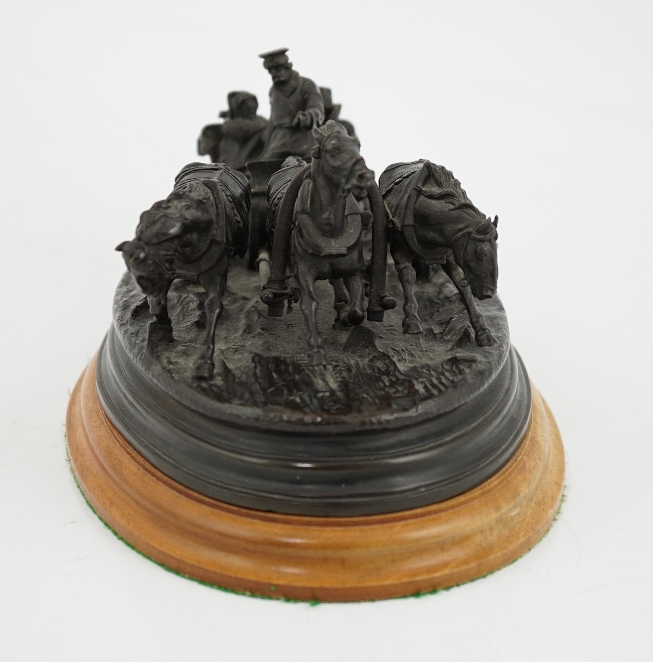 Vasily Grachev (Russian 1831-1905), a 19th century bronze group of three figures in a troika